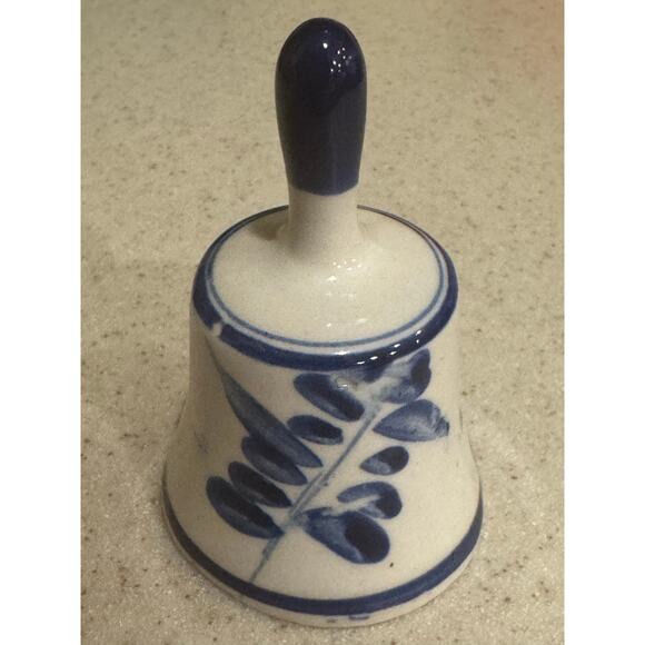 Miniature 3 Inch Tall Delft Bell, Windmill Scene. White and Blue - Picture 1 of 4